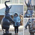 Statue de fontaine d&#39;éléphant en bronze de haute qualité en métal artisanat
